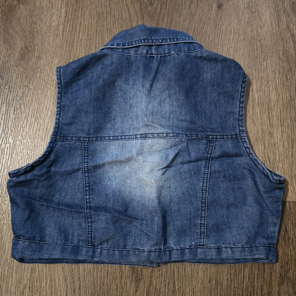 Rare Editions Girl's Distressed Sequin Vest‎ Blue – Size 7 Small